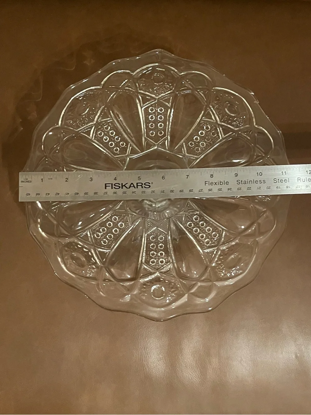 Vtg Quintec, L E Smith Clear Pressed Glass Pedestal Cake Stand